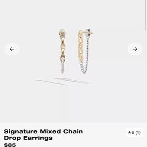 Mixed Gold and Silver Chain Drop Earrings